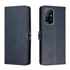 For OPPO A94 5G / A95 5G Stitching Style 2-Color Cow Texture Horizontal Flip PU Leather Case with Holder & Card Slot & Lanyard(Blue) - 1
