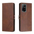 For OPPO A94 5G / A95 5G Stitching Style 2-Color Cow Texture Horizontal Flip PU Leather Case with Holder & Card Slot & Lanyard(Brown) - 1