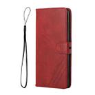 For OPPO A94 5G / A95 5G Stitching Style 2-Color Cow Texture Horizontal Flip PU Leather Case with Holder & Card Slot & Lanyard(Red) - 2