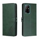 For OPPO A94 5G / A95 5G Stitching Style 2-Color Cow Texture Horizontal Flip PU Leather Case with Holder & Card Slot & Lanyard(Green) - 1