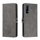 For Realme 7 Asia / Realme 7 Global Stitching Style 2-Color Cow Texture Horizontal Flip PU Leather Case with Holder & Card Slot & Lanyard(Gray) - 1