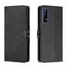 For Realme 7 Asia / Realme 7 Global Stitching Style 2-Color Cow Texture Horizontal Flip PU Leather Case with Holder & Card Slot & Lanyard(Black) - 1