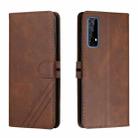 For Realme 7 Asia / Realme 7 Global Stitching Style 2-Color Cow Texture Horizontal Flip PU Leather Case with Holder & Card Slot & Lanyard(Brown) - 1