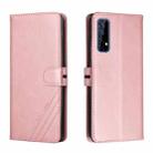 For Realme 7 Asia / Realme 7 Global Stitching Style 2-Color Cow Texture Horizontal Flip PU Leather Case with Holder & Card Slot & Lanyard(Rose Gold) - 1