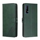 For Realme 7 Asia / Realme 7 Global Stitching Style 2-Color Cow Texture Horizontal Flip PU Leather Case with Holder & Card Slot & Lanyard(Green) - 1