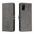 For Realme 7 5G Stitching Style 2-Color Cow Texture Horizontal Flip PU Leather Case with Holder & Card Slot & Lanyard(Gray) - 1