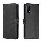 For Realme 7 5G Stitching Style 2-Color Cow Texture Horizontal Flip PU Leather Case with Holder & Card Slot & Lanyard(Black) - 1