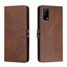 For Realme 7 5G Stitching Style 2-Color Cow Texture Horizontal Flip PU Leather Case with Holder & Card Slot & Lanyard(Brown) - 1