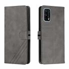 For Realme 7 Pro Stitching Style 2-Color Cow Texture Horizontal Flip PU Leather Case with Holder & Card Slot & Lanyard(Gray) - 1