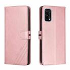 For Realme 7 Pro Stitching Style 2-Color Cow Texture Horizontal Flip PU Leather Case with Holder & Card Slot & Lanyard(Rose Gold) - 1