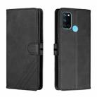 For Realme 7i Stitching Style 2-Color Cow Texture Horizontal Flip PU Leather Case with Holder & Card Slot & Lanyard(Black) - 1