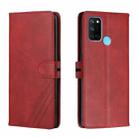 For Realme 7i Stitching Style 2-Color Cow Texture Horizontal Flip PU Leather Case with Holder & Card Slot & Lanyard(Red) - 1