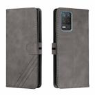 For Realme 8 5G Stitching Style 2-Color Cow Texture Horizontal Flip PU Leather Case with Holder & Card Slot & Lanyard(Gray) - 1