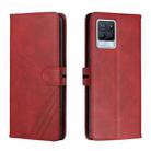 For Realme 8 / 8 Pro Stitching Style 2-Color Cow Texture Horizontal Flip PU Leather Case with Holder & Card Slot & Lanyard(Red) - 1