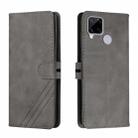 For Realme C15 Stitching Style 2-Color Cow Texture Horizontal Flip PU Leather Case with Holder & Card Slot & Lanyard(Gray) - 1