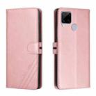 For Realme C15 Stitching Style 2-Color Cow Texture Horizontal Flip PU Leather Case with Holder & Card Slot & Lanyard(Rose Gold) - 1