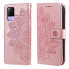 For vivo V21e 7-petal Flowers Embossing Pattern Horizontal Flip PU Leather Case with Holder & Card Slots & Wallet & Photo Frame(Rose Gold) - 1