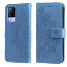 For vivo V21e 7-petal Flowers Embossing Pattern Horizontal Flip PU Leather Case with Holder & Card Slots & Wallet & Photo Frame(Blue) - 1