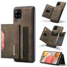 For Samsung Galaxy A42 5G DG.MING M2 Series 3-Fold Multi Card Bag Back Cover Shockproof Case with Wallet & Holder Function(Coffee) - 1