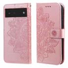 For Google Pixel 6 7-petal Flowers Embossing Pattern Horizontal Flip PU Leather Case with Holder & Card Slots & Wallet & Photo Frame(Rose Gold) - 1
