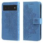 For Google Pixel 6 7-petal Flowers Embossing Pattern Horizontal Flip PU Leather Case with Holder & Card Slots & Wallet & Photo Frame(Blue) - 1