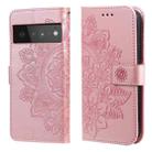 For Google Pixel 6 Pro 7-petal Flowers Embossing Pattern Horizontal Flip PU Leather Case with Holder & Card Slots & Wallet & Photo Frame(Rose Gold) - 1