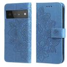 For Google Pixel 6 Pro 7-petal Flowers Embossing Pattern Horizontal Flip PU Leather Case with Holder & Card Slots & Wallet & Photo Frame(Blue) - 1