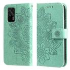 For OPPO Realme GT 5G 7-petal Flowers Embossing Pattern Horizontal Flip PU Leather Case with Holder & Card Slots & Wallet & Photo Frame(Green) - 1