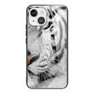 For iPhone 13 Tempered Glass + TPU Border Protective Case(White Tiger) - 1