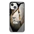 For iPhone 13 Tempered Glass + TPU Border Protective Case(Lion) - 1