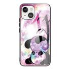 For iPhone 13 Tempered Glass + TPU Border Protective Case(Panda) - 1