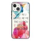 For iPhone 13 mini Tempered Glass + TPU Border Protective Case (Watercolor) - 1