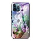 For iPhone 13 Pro Tempered Glass + TPU Border Protective Case (Flowers) - 1