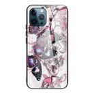 For iPhone 13 Pro Tempered Glass + TPU Border Protective Case (Flowers and Butterflies) - 1