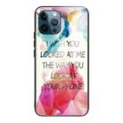 For iPhone 13 Pro Max Tempered Glass + TPU Border Protective Case (Watercolor) - 1
