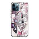 For iPhone 13 Pro Max Tempered Glass + TPU Border Protective Case (Flowers and Butterflies) - 1