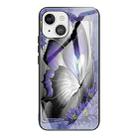 For iPhone 13 Colorful Painted Glass Shockproof Protective Case(Butterfly) - 1
