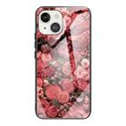 For iPhone 13 Colorful Painted Glass Shockproof Protective Case(Flower) - 1