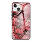 For iPhone 13 mini Colorful Painted Glass Shockproof Protective Case (Flower) - 1
