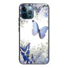 For iPhone 13 Pro Colorful Painted Glass Shockproof Protective Case (Flowers and Butterflies) - 1