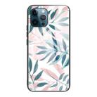For iPhone 13 Pro Colorful Painted Glass Shockproof Protective Case (Leaves) - 1