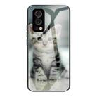 Colorful Painted Glass Shockproof Protective Case For OnePlus Nord 2 5G(Cute Cat) - 1