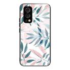 Colorful Painted Glass Shockproof Protective Case For OnePlus Nord 2 5G(Leaves) - 1