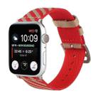 Nylon Single Loop Watch Band For Apple Watch Series 8&7 41mm / SE 2&6&SE&5&4 40mm / 3&2&1 38mm(Red+Khaki) - 1