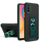 For vivo Y20 Dual-color Skin Feel TPU + PC Magnetic Shockproof Case with Invisible Holder(Dark Green) - 1