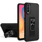 For vivo Y20 Dual-color Skin Feel TPU + PC Magnetic Shockproof Case with Invisible Holder(Black) - 1