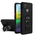 For Motorola Moto G9 Power Dual-color Skin Feel TPU + PC Magnetic Shockproof Case with Invisible Holder(Black) - 1