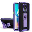 For Motorola Moto E7 Dual-color Skin Feel TPU + PC Magnetic Shockproof Case with Invisible Holder(Purple) - 1
