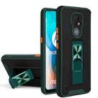 For Motorola Moto E7 Dual-color Skin Feel TPU + PC Magnetic Shockproof Case with Invisible Holder(Dark Green) - 1