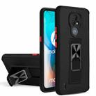 For Motorola Moto E7 Dual-color Skin Feel TPU + PC Magnetic Shockproof Case with Invisible Holder(Black) - 1